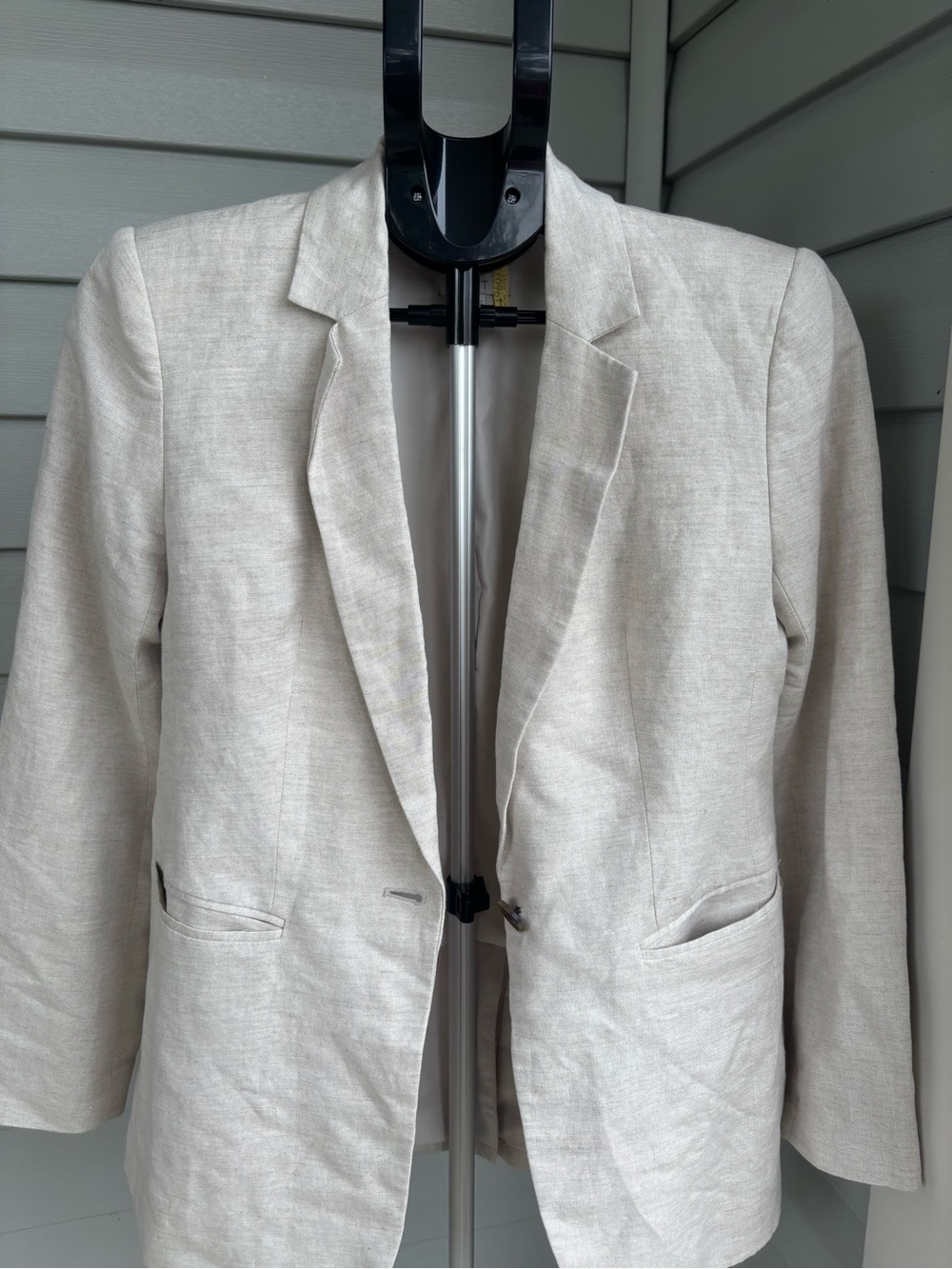 LOFT Womens Size 0 Linen Blend Blazer Oatmeal Beige One Button Career Jacket - Picture 1 of 5